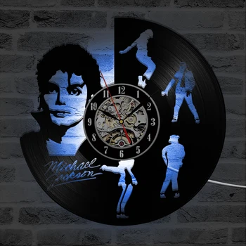Dans Michael Jackson Forma LED disc de Vinil Ceas de Creație Agățat Ceasuri de Epocă Home Decor Negru Rotund Ceas de Perete Gol 1189