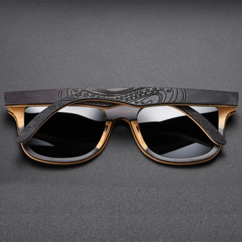 EZREAL Lux Skateboard din Lemn de ochelari de Soare Vintage Rama Neagra din Lemn ochelari de Soare pentru Femei Polarizati pentru Bărbați ochelari de Soare de Lemn de Bambus 1204