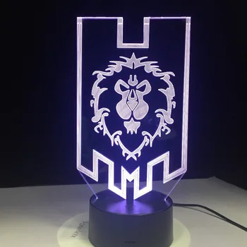 World of Warcraft 3D LED Lampă de Alianță Tribală Semne de la Distanță de Control Tactil Lumina de Noapte USB Decorative Lampă de Masă Prieten Cadou 1224
