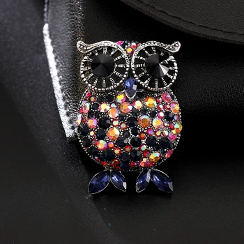 Drăguț Bufniță Pasăre Cristal Broșă Animal Pin Moda Doamnelor Petrecere De Bijuterii Cadou 1243