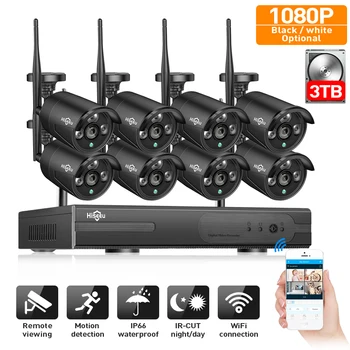 2MP Sistem CCTV 8ch 1080P HD NVR Wireless kit 3TB HDD de Exterior IR Noapte IP Wifi Camera de Securitate Sistem de Supraveghere Video Hiseeu 12594