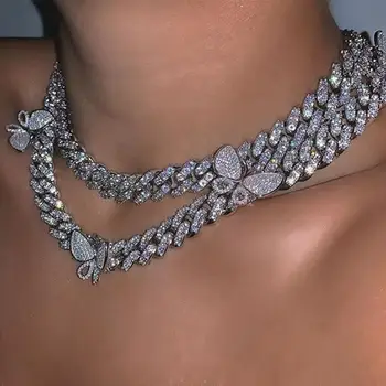Stonefans Stralucitoare de Cristal Cubanez Link-ul de Fluture Cravată Colier Stras Argint Aur de Culoare Lanț de Coliere pentru Femei Bijuterii 136