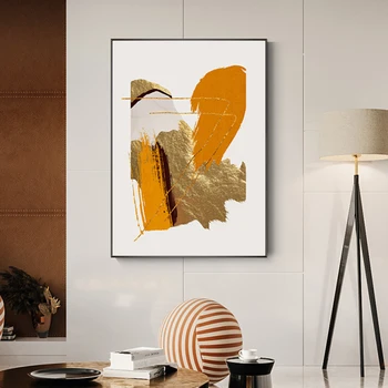 De ÎNCREDERE ARTA Abstract Imagini de Aur Pentru Acasă Panza Pictura Arta de Perete Pentru Camera de zi de Decorare Portocaliu Postere Si Printuri 1404