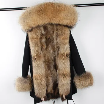 2020 noua moda de mult geaca de iarna femei uza gros parka real cald blană de vulpe linie naturală de raton guler de blană capota 1421