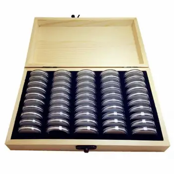50/100buc Monedă Cutie de Depozitare Reglabil Antioxidative din Lemn Monedă Comemorativă de Colectare Caz Recipient cu Ajustare Pad 1464