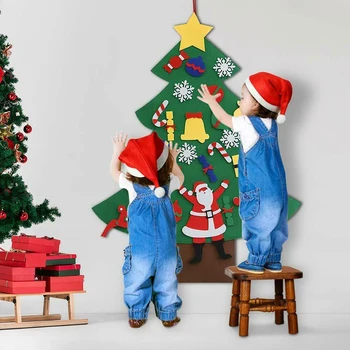 Copii DIY Simțit Decorare Pom de Crăciun Moș Crăciun Cadouri de Anul Nou pentru Copii Xmas Copac Agățat Ornamente de Crăciun Consumabile 220