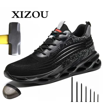 XIZOU Bărbați Încălțăminte de protecție Cizme Respirabil Pantofi de Lucru în aer liber, Confort Non-Alunecare Nou Design Casual Puncție-Dovada Deodorant Dimensiunea 48 2281
