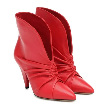 FEDONAS 2020 din Piele a Subliniat Deget de la picior Femei Glezna Cizme Plisate Retro Sexy, Tocuri inalte, Pompe de Nunta Club de Noapte Pantofi de Femeie 2299