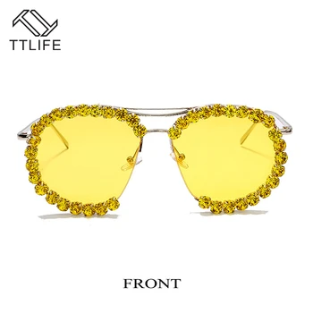 TTLIFE 2020 Diamant Rotund ochelari de Soare Femei Stras de Cristal ochelari de Soare Ovala Retro Bărbați ochelari de Soare UV400 Ochelari de Cadre de Epocă 3246
