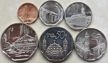 Cuba 1993-2012 1-5-10-25-50 Centi-1 Peso Set Complet 6 Piese Unc Originale Reale De Colectare De Monede 3361