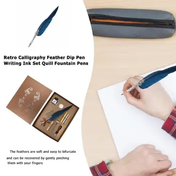 Retro Vintage Caligrafie Pana Dip Pen Scris Cu Cerneală Set De Papetărie Quill Stilouri Creatoare De Epocă Pen Dropshipping 3377