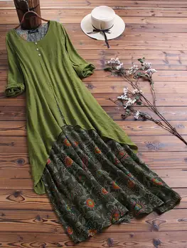 4xl 5xl mozaic Retro rochie lunga de dimensiuni mari florale bobo rochie casual rochie maxi plus dimensiunea îmbrăcăminte de mari dimensiuni femei rochii 373
