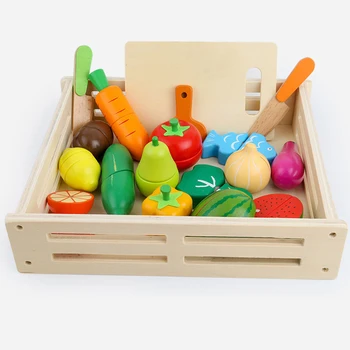DIY Jucărie din Lemn Tăiat Fructe Legume Simulare Set de Bucatarie de Educație Timpurie a Juca Casa Montessori Jucarii Pentru Copii Copii, Fete 376