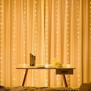 Decoratiuni de craciun pentru Casa 3m 100 LED-uri Cortina Șir Lumina Flash Fairy Ghirlanda Noel Navidad 2020 Anul Nou 2021 3792