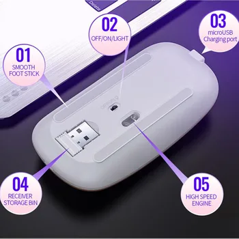 RGB Mouse-ul fără Fir Bluetooth Reîncărcabil Mouse-ul fără Fir pe Calculator Silent Mause LED cu iluminare din spate Ergonomic Mouse de Gaming Pentru PC, Laptop 3843