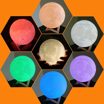 Luna Lampa Decor Lumina de Noapte 2 / 16 Culori De Imprimare 3D Pentru Decor Creativ Cadou de bun venit Dropship 4154