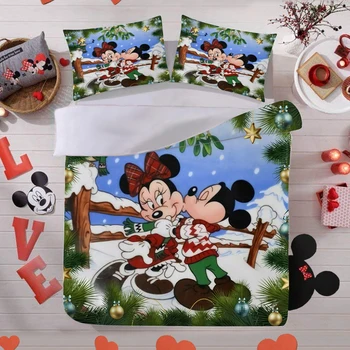 Disney Mickey Minnie Set De Lenjerie De Pat Plapuma Fata De Perna Textile Acasă Copiii Adulți Cadou Regina Pat King-Size Set Cadou De Crăciun 4486
