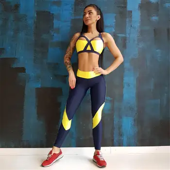 De Fitness De Funcționare Stabilit Femei, Imbracaminte Sport Îmbrăcăminte Yoga Set Mozaic De Cultură Mâneci Sus Jambiere Salopeta Femei Costum Sport 4891