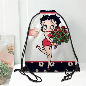 Hot Betty Boop Tipărite rucsac sac cordon din satin moale saci de pantofi la școală personalizate Logo-ul de genti pentru femei 5188