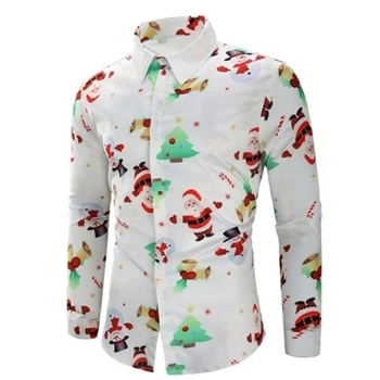 Omul de Crăciun Tricou Imprimat Moda Toamna Rândul său, în Jos Guler, Mâneci Topuri de sex Masculin Casual Bluza Singur Pieptul 3XL 531