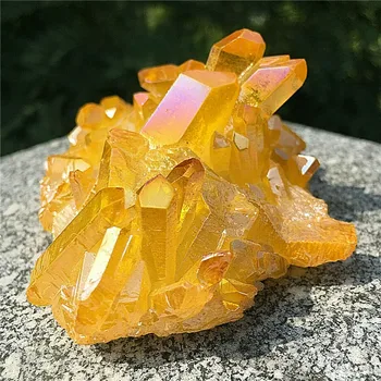 Frumoasa culoare placare cuarț cluster de cristal mineral punct de vindecare 5401