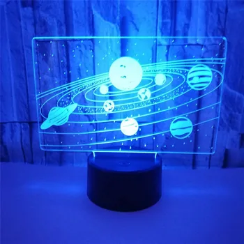 3D lampa iluzie Optică Touch LED Lumina de Noapte Acasă Decor Camera Sistem Solar Iluzie Vizuală Lampa de Birou cadouri Creative 7122