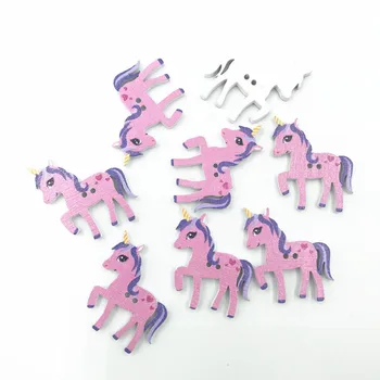 DIY 100buc Lemn Adânc Unicorn roz forma de Butoane Scrapbooking Cusut de îmbrăcăminte pentru Copii 25mm 751