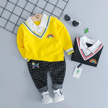 2019 Toamna copil Seturi de Îmbrăcăminte Copil Rever casual cu mâneci lungi tricou +pantaloni Seturi de 2 buc Baby boy 780