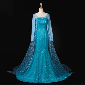 Adult halloween CONGELATE rochie ELSA printesa maneca lunga albastru pentru performanța de rol etapa rochie pentru femei costum cosplay 853