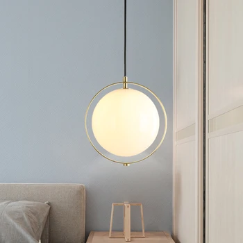 Nordic living postmodern minimalist dormitor lampă de noptieră bar restaurant de lux lumina singur cap mingea candelabru de sticlă 12906
