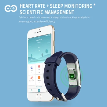 Temperatura corpului T6 Ceas Inteligent Monitor de Ritm Cardiac Fitness Brățară se potrivesc femei barbati Sport Pedometru Smartwatch Bluetooth, Negru 18331