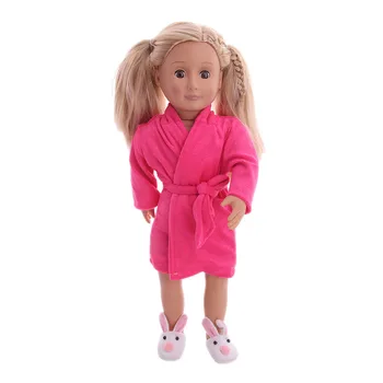 Papusa Haine De Culoare Pură Halat De Baie + Curea Parul Scurt Halat De 18 Inch American Doll & 43 Cm Copilul Nou-Născut,Generația Noastră,Fata Cadou 5606
