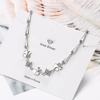 MEETSOFT Noua Moda de Culoare Argintiu Accesorii Trendy de Cristal Bratari Pentru Femei Simple, Mici Trifoi Populare Bijuterii Cadou