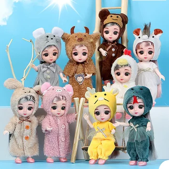 16cm Mini Bjd Haine Papusa de Moda Drăguț Animal de Pluș Set Dress Up Fetita Papusi Accesorii Copii Jucarii pentru Fete Cadouri DIY 8961