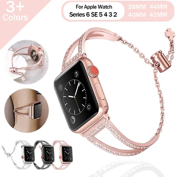 Femei de lux Trupa de Metal pentru Apple Watch 6/5/4/3/2 Curea pentru Iwatch 38/40/42/44MM din Oțel Inoxidabil brățară Brățară Accesorii