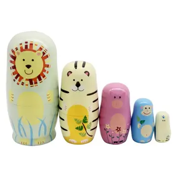 5Pcs/Set Animal Leu, Porc, Maimuță Păpuși rusești Matrioșka Jucărie pentru Copii Cadouri pentru Copii, Cadouri Artizanat lucrate Manual 9021