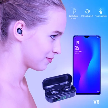 Bluetooth Căști Căști Auriculare Wireless Display Led De Control Tactil Rezistent La Apa Ipx7 Pentru Vivo Huawei, Xiaomi Iphone Opus 9475