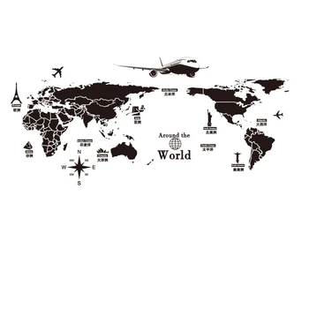 Harta lumii Autocolante de Perete DIY Europa Clădiri în Stil Decalcomanii de Perete pentru Camera de zi, Dormitor, Birou de Acasă Decorare