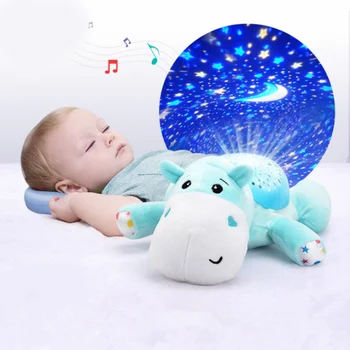 Somn copil Jucării de Pluș Umplute de Animale a CONDUS Lampă de Noapte Cu Muzica Star Proiector Însoțească playmates calm Liniștitor Papusa jucării pentru copii