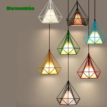 Marmenkina Loft bar, restaurant Pandantiv Lampă creativ retro industrial fier de luat masa agățat de culoare diamond pandantiv lumina